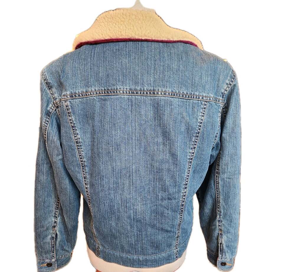 True Vintage Sherpa Lined Trucker Jacket Denim Jean Medium LL Bean Warm